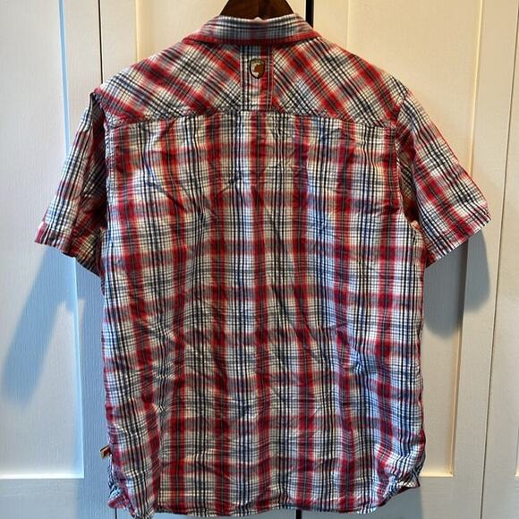 Men's Dakota Grizzly Red/Blue Plaid Short Sleeve Button Up Shirt Size L - Picture 3 of 5